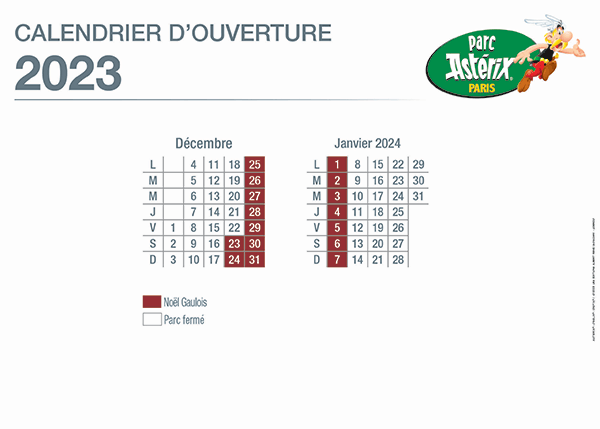 Parc Asterix - Billet Non Date 2023 - Parc Asterix du 17 déc. 2022 au 7 janv. 2024