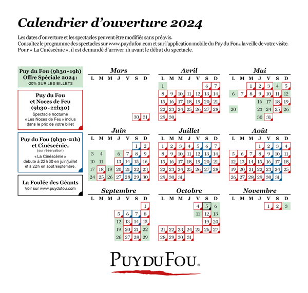Puy Du Fou - Billets Non Dates 2024 - Puy Du Fou from 30 Mar to 3 Nov 2024